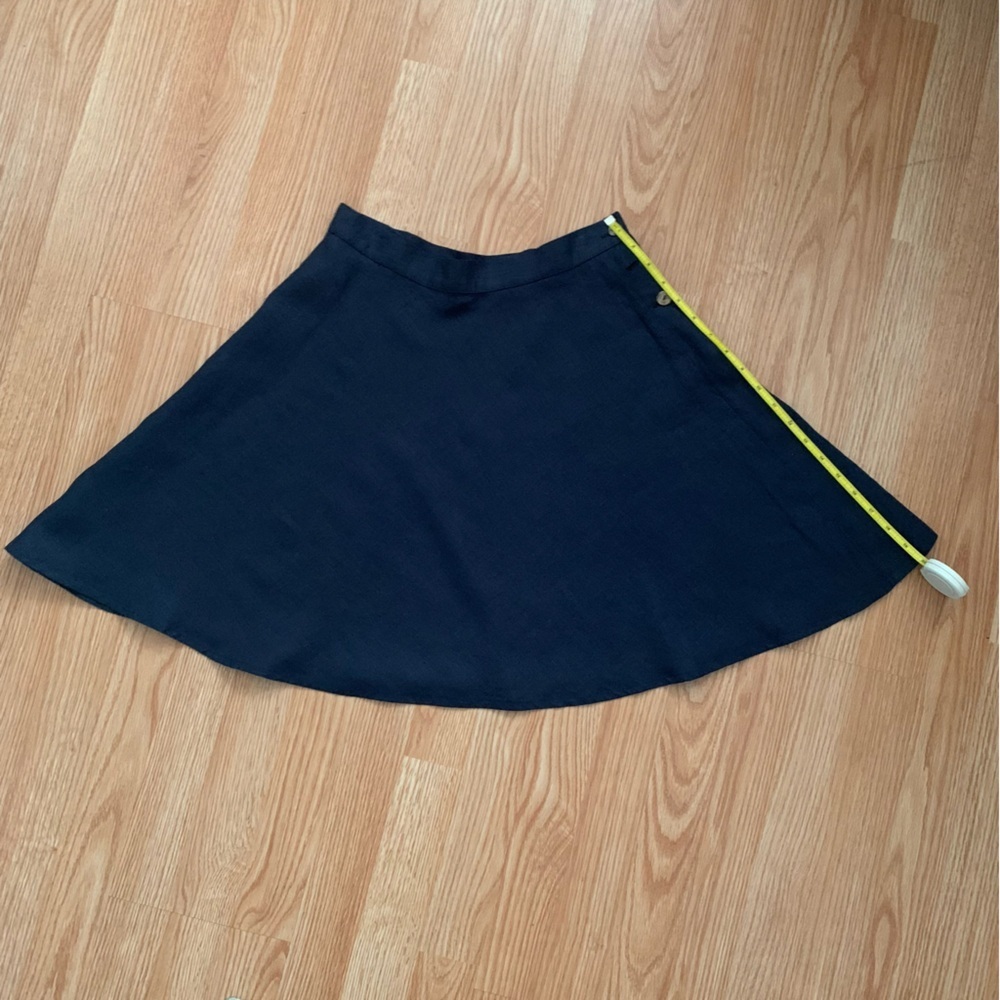 Poleci Navy Blue Linen A-line Button-up Skirt Size 28 - Picture 4 of 7